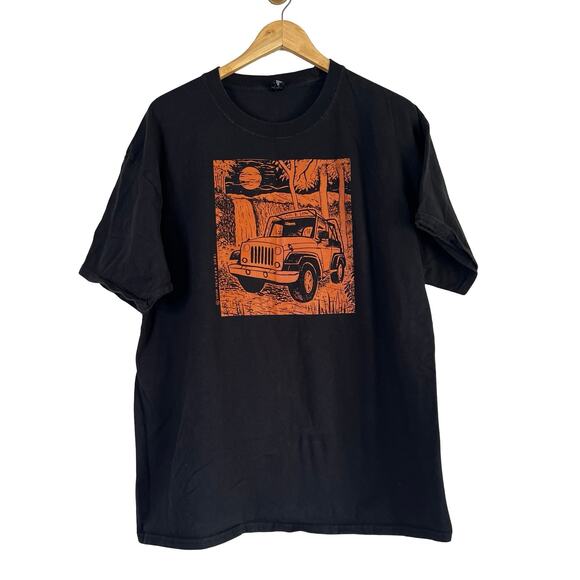 JEEP WRANGLER Men's T-shirt Black Brown XL - Picture 1 of 4